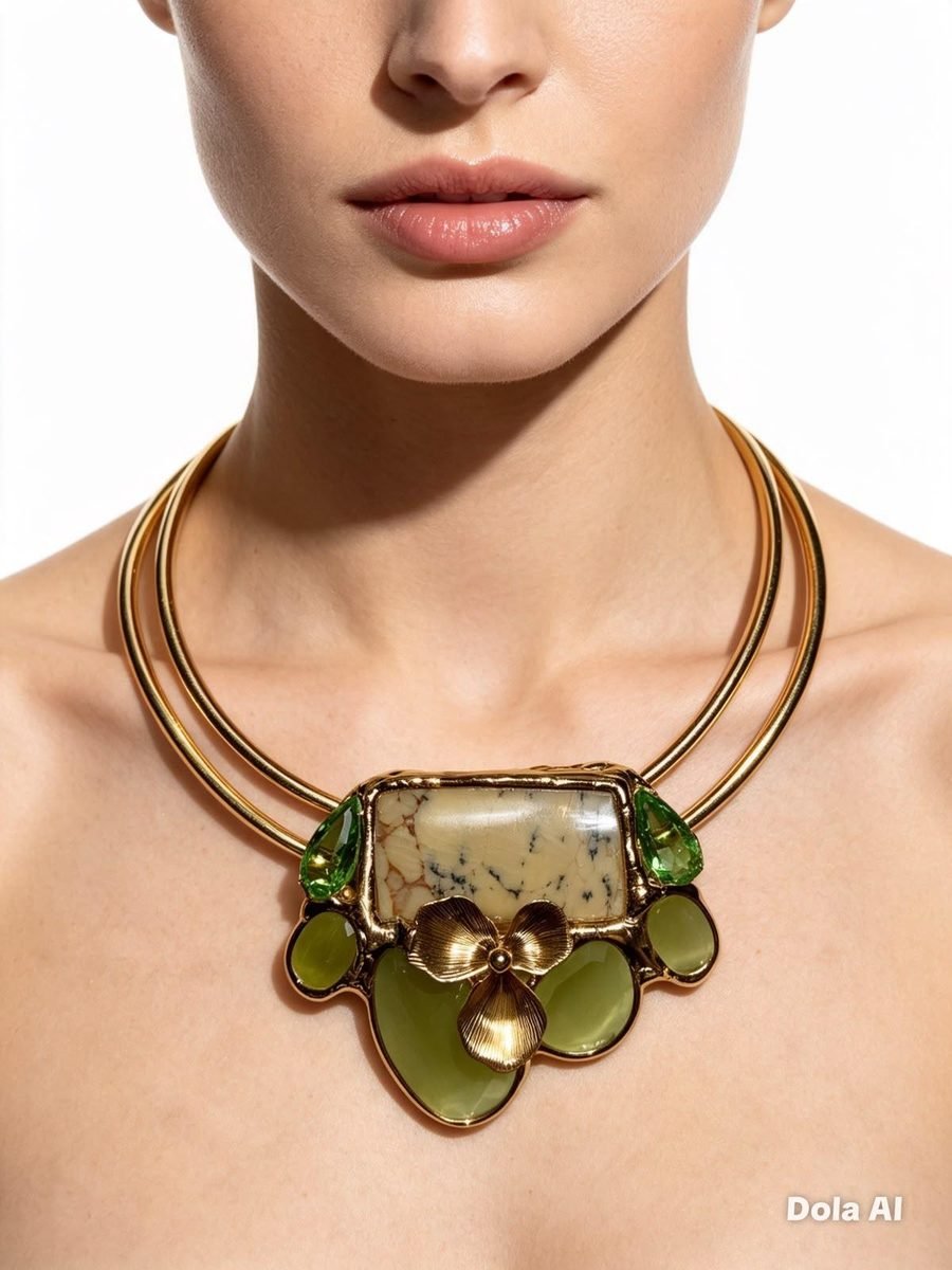 Collar Alas de Cristal, ala de mariposa azul intenso engastada en oro