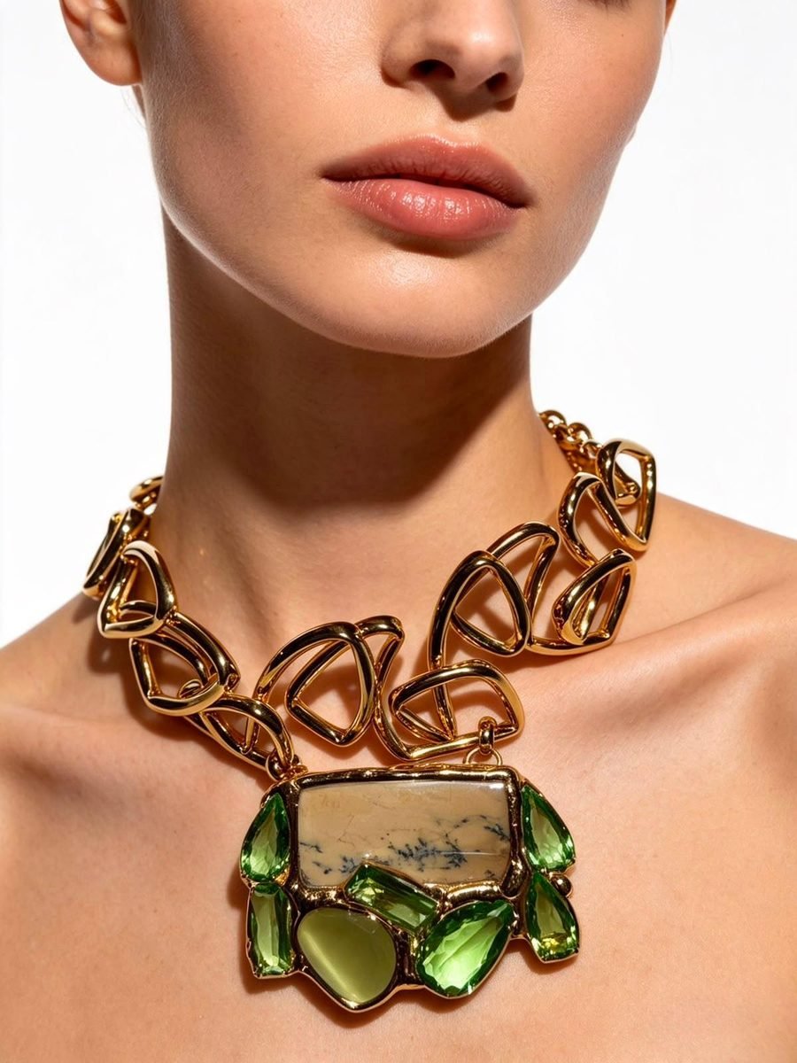 Collar Alas de Luna, ala de mariposa en tonos claros engastada en oro
