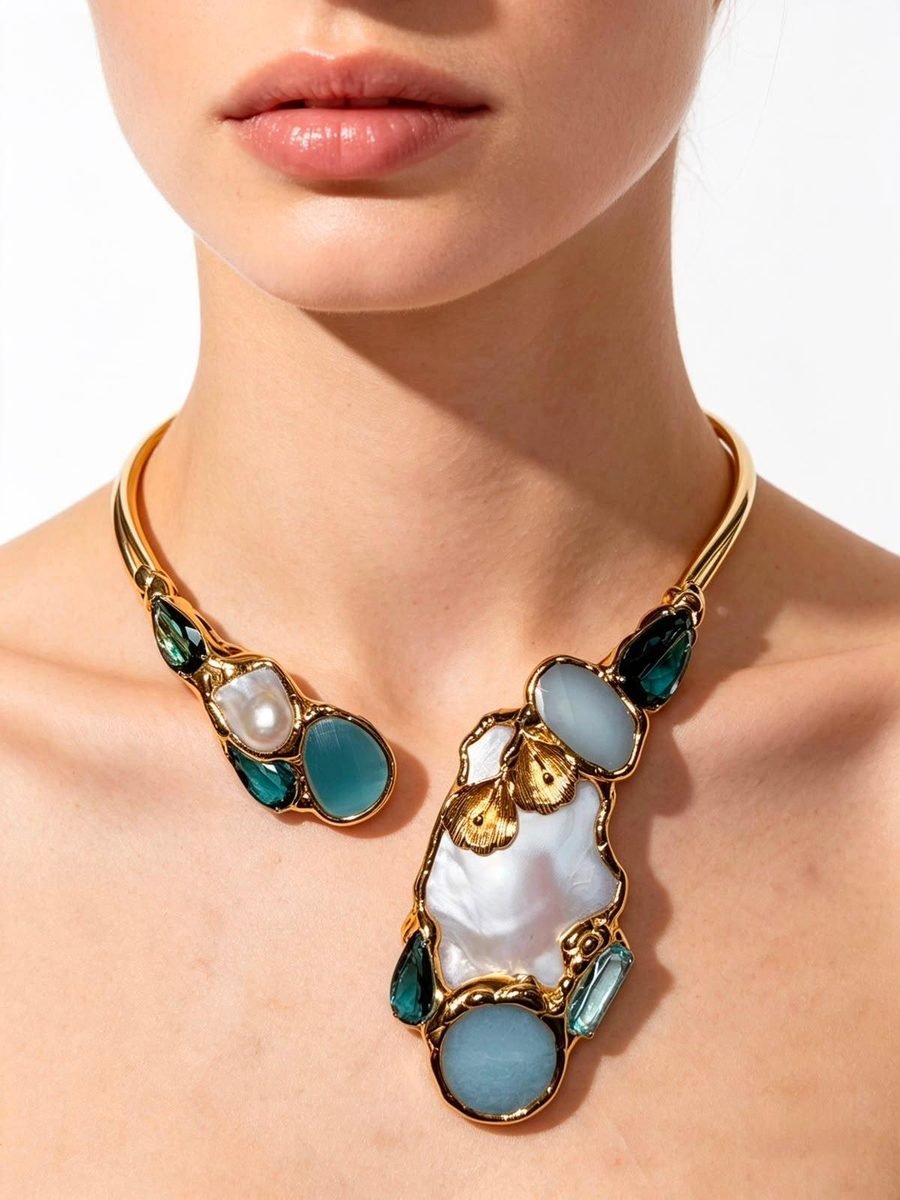 Collar Alas de Medianoche, ala de mariposa oscura engastada en oro